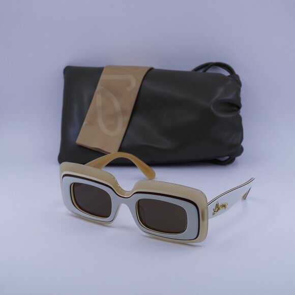 Loewe LW40139U 25E Rectangle Sunglasses – Ivory/Beige/Brown - Picture 1 of 10